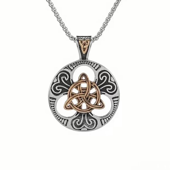 Celtic Knot Two Tone Pendant and Necklace #1163 - Picture 3 of 6